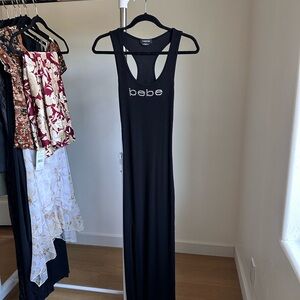 Bebe Black Maxi Dress with Logo Detail